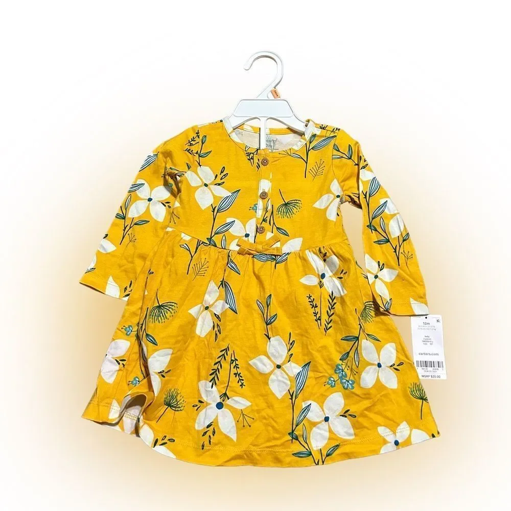 Infant Girl Carter’s Floral Long Sleeve Dress NWT